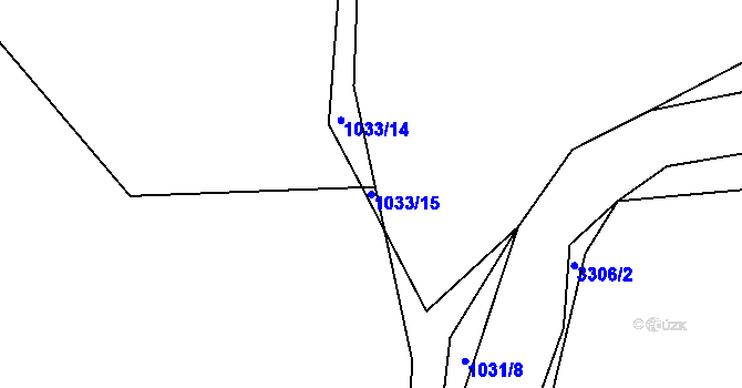 Parcela st. 1033/15 v KÚ Mokrý Lom, Katastrální mapa