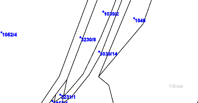 Parcela st. 1039/14 v KÚ Mokrý Lom, Katastrální mapa