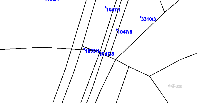 Parcela st. 1047/8 v KÚ Mokrý Lom, Katastrální mapa