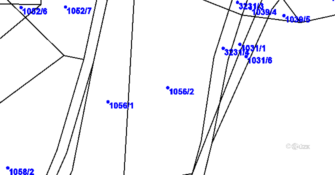 Parcela st. 1056/2 v KÚ Mokrý Lom, Katastrální mapa