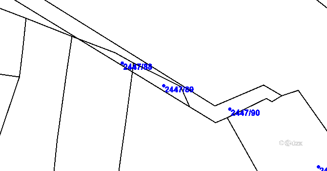 Parcela st. 2447/89 v KÚ Mokrý Lom, Katastrální mapa