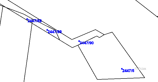 Parcela st. 2447/90 v KÚ Mokrý Lom, Katastrální mapa
