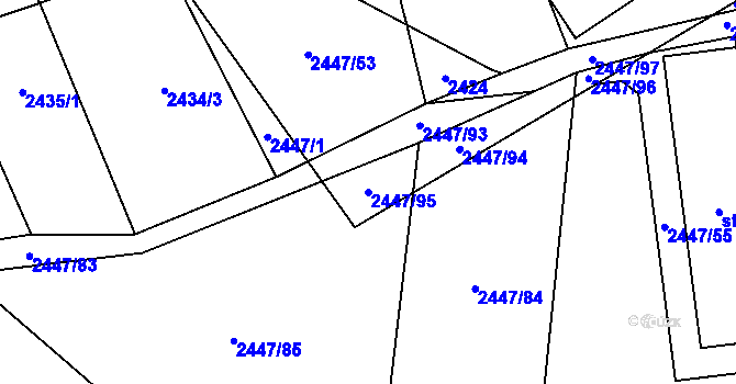 Parcela st. 2447/95 v KÚ Mokrý Lom, Katastrální mapa