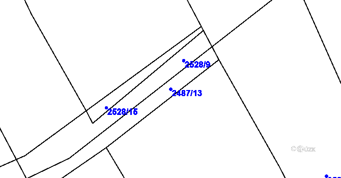 Parcela st. 2487/13 v KÚ Mokrý Lom, Katastrální mapa