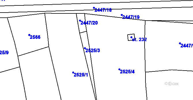 Parcela st. 2525/27 v KÚ Mokrý Lom, Katastrální mapa