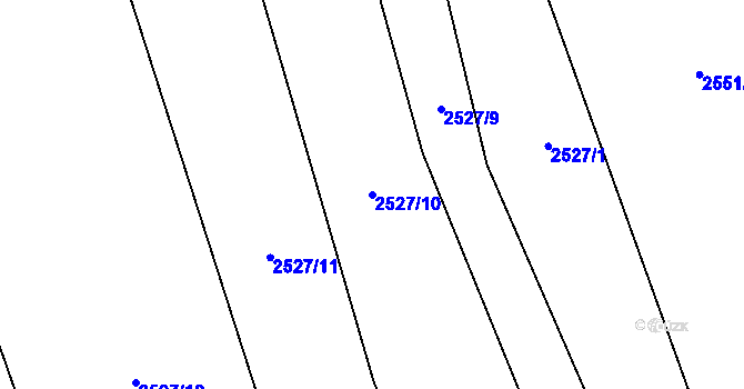 Parcela st. 2527/10 v KÚ Mokrý Lom, Katastrální mapa