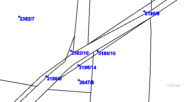 Parcela st. 3186/15 v KÚ Mokrý Lom, Katastrální mapa