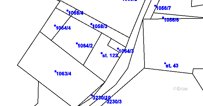 Parcela st. 122 v KÚ Mokrý Lom, Katastrální mapa