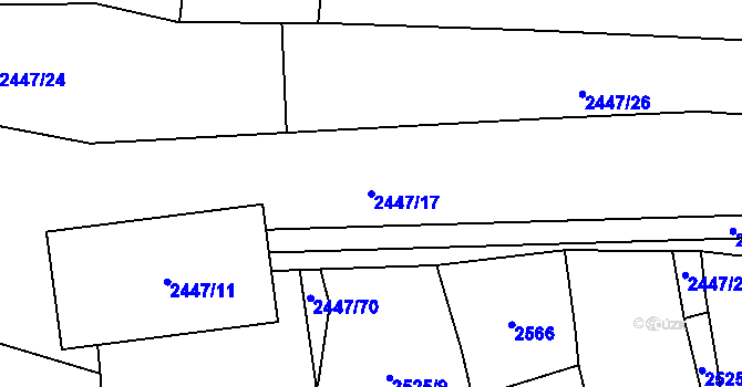 Parcela st. 2447/17 v KÚ Mokrý Lom, Katastrální mapa