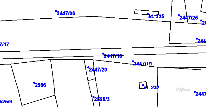 Parcela st. 2447/18 v KÚ Mokrý Lom, Katastrální mapa