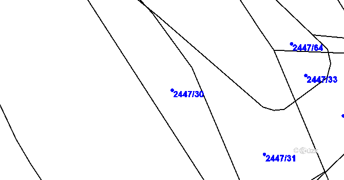 Parcela st. 2447/30 v KÚ Mokrý Lom, Katastrální mapa