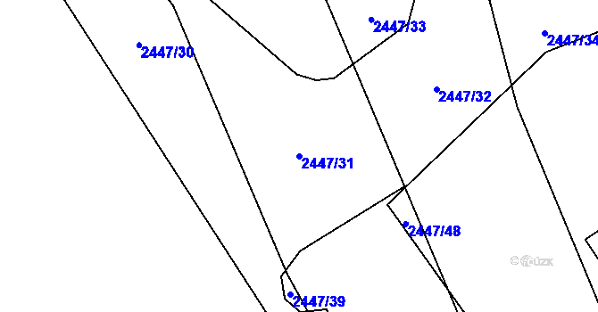Parcela st. 2447/31 v KÚ Mokrý Lom, Katastrální mapa
