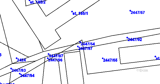 Parcela st. 2447/54 v KÚ Mokrý Lom, Katastrální mapa