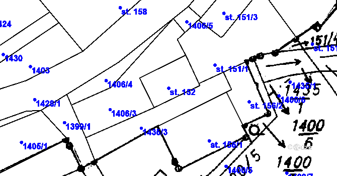 Parcela st. 152 v KÚ Římov, Katastrální mapa