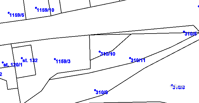 Parcela st. 310/10 v KÚ Římov, Katastrální mapa