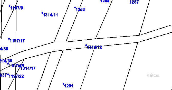 Parcela st. 1314/12 v KÚ Římov, Katastrální mapa