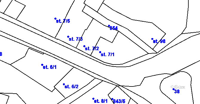 Parcela st. 7/1 v KÚ Římov na Moravě, Katastrální mapa