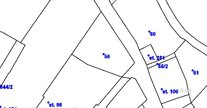 Parcela st. 56 v KÚ Římov na Moravě, Katastrální mapa