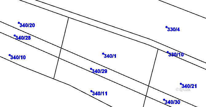 Parcela st. 340/1 v KÚ Římov na Moravě, Katastrální mapa