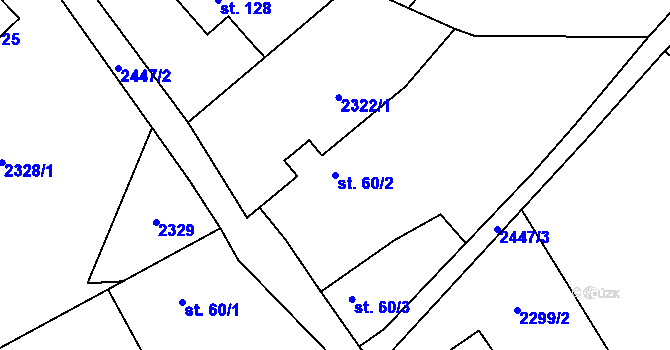 Parcela st. 60/2 v KÚ Řimovice, Katastrální mapa