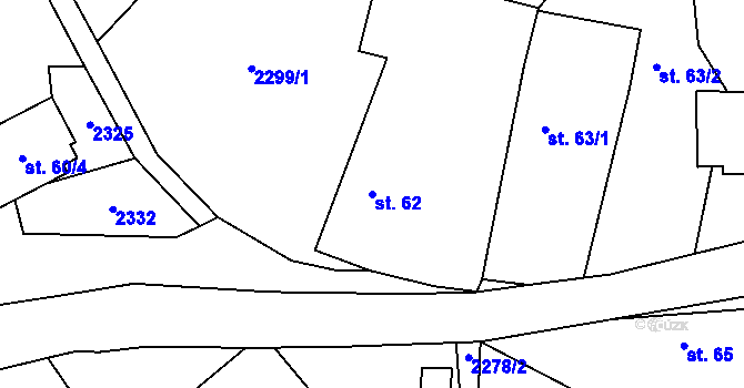 Parcela st. 62 v KÚ Řimovice, Katastrální mapa
