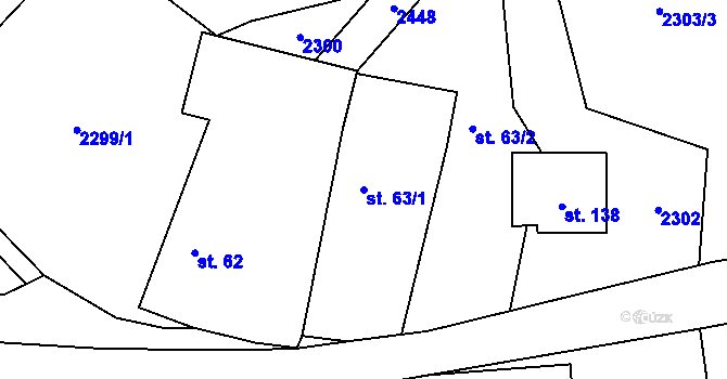 Parcela st. 63/1 v KÚ Řimovice, Katastrální mapa