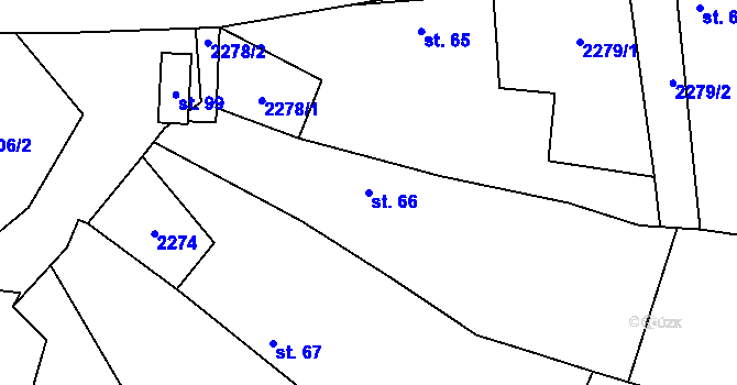 Parcela st. 66 v KÚ Řimovice, Katastrální mapa