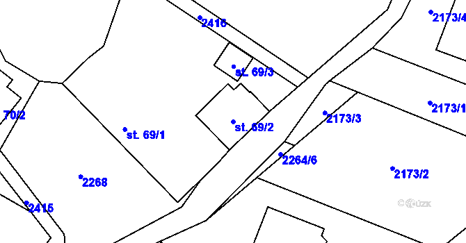 Parcela st. 69/2 v KÚ Řimovice, Katastrální mapa