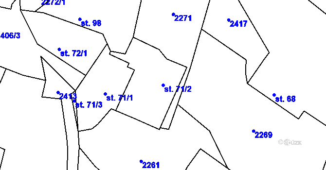 Parcela st. 71/2 v KÚ Řimovice, Katastrální mapa