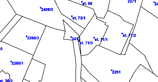 Parcela st. 71/3 v KÚ Řimovice, Katastrální mapa