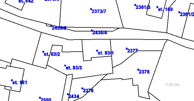 Parcela st. 83/1 v KÚ Řimovice, Katastrální mapa