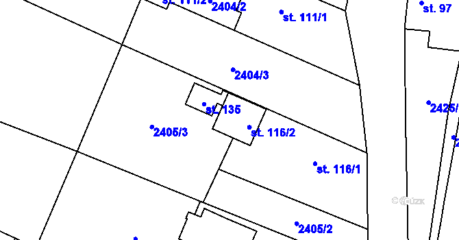 Parcela st. 116/3 v KÚ Řimovice, Katastrální mapa