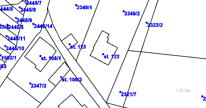 Parcela st. 122 v KÚ Řimovice, Katastrální mapa