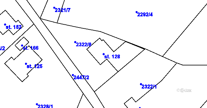 Parcela st. 128 v KÚ Řimovice, Katastrální mapa