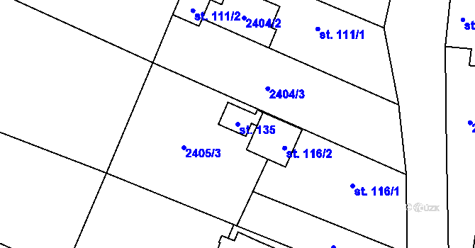 Parcela st. 135 v KÚ Řimovice, Katastrální mapa