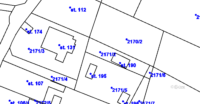 Parcela st. 2171/2 v KÚ Řimovice, Katastrální mapa