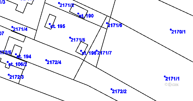Parcela st. 2171/7 v KÚ Řimovice, Katastrální mapa