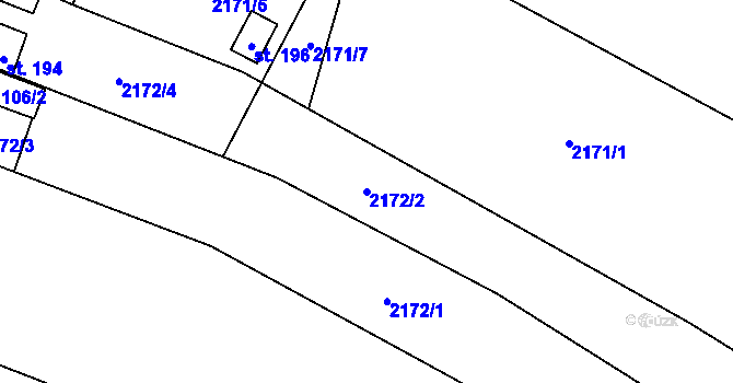 Parcela st. 2172/2 v KÚ Řimovice, Katastrální mapa