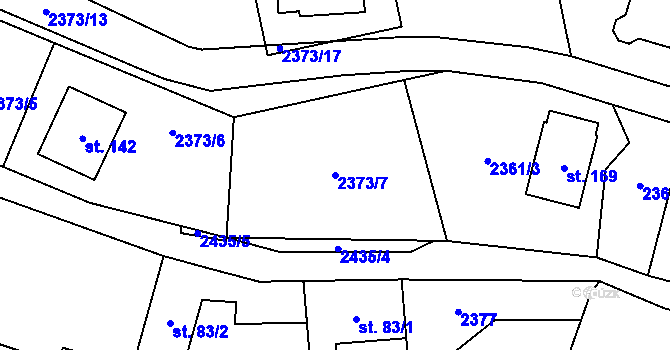Parcela st. 2373/7 v KÚ Řimovice, Katastrální mapa