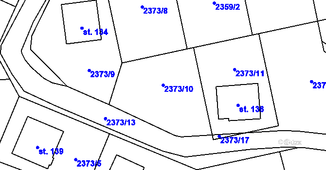 Parcela st. 2373/10 v KÚ Řimovice, Katastrální mapa