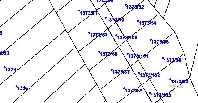 Parcela st. 1373/55 v KÚ Řimovice, Katastrální mapa