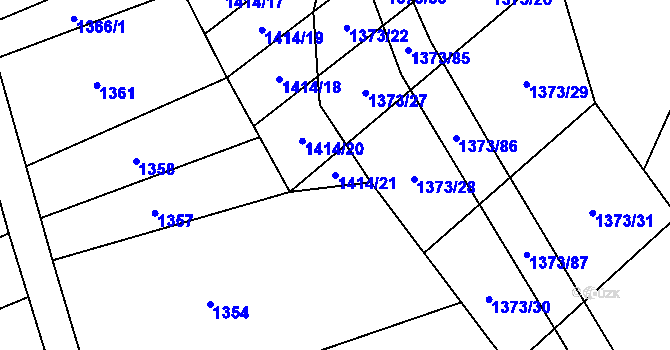 Parcela st. 1414/21 v KÚ Řimovice, Katastrální mapa
