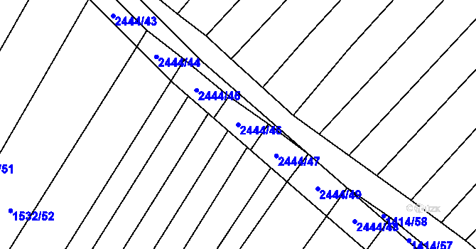 Parcela st. 2444/46 v KÚ Řimovice, Katastrální mapa