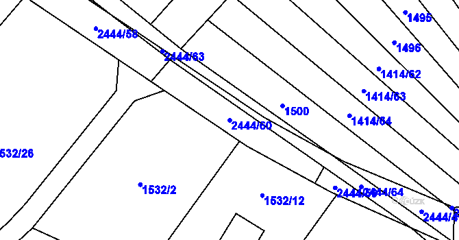 Parcela st. 2444/60 v KÚ Řimovice, Katastrální mapa
