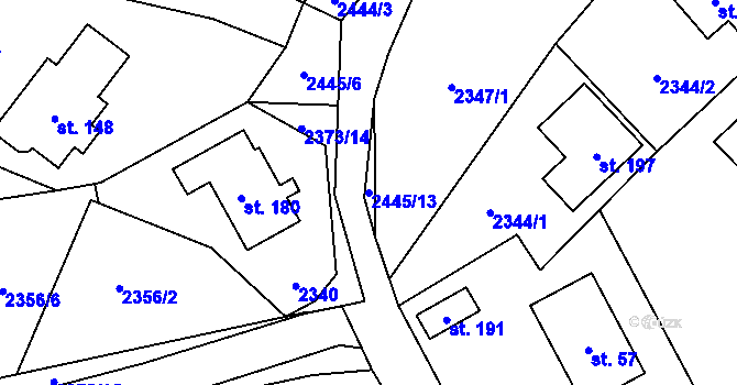 Parcela st. 2445/13 v KÚ Řimovice, Katastrální mapa