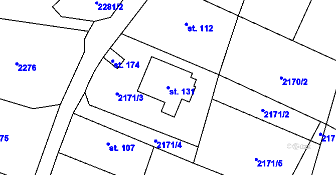 Parcela st. 131 v KÚ Řimovice, Katastrální mapa