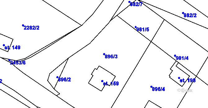 Parcela st. 896/3 v KÚ Řimovice, Katastrální mapa