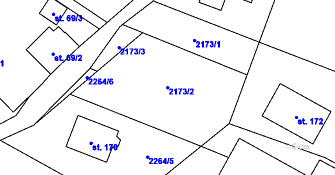 Parcela st. 2173/2 v KÚ Řimovice, Katastrální mapa