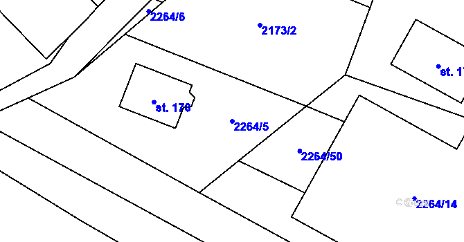 Parcela st. 2264/5 v KÚ Řimovice, Katastrální mapa