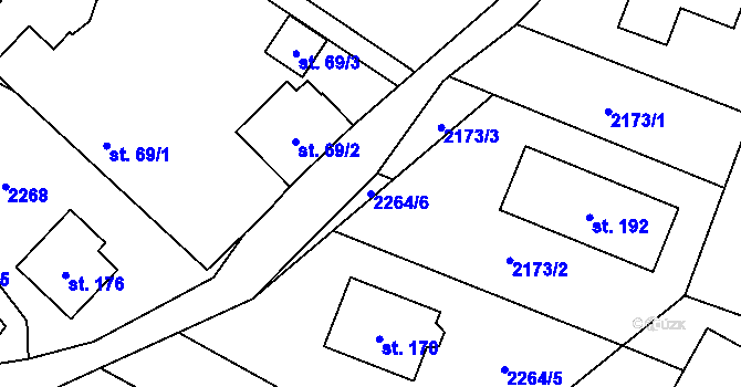 Parcela st. 2264/6 v KÚ Řimovice, Katastrální mapa